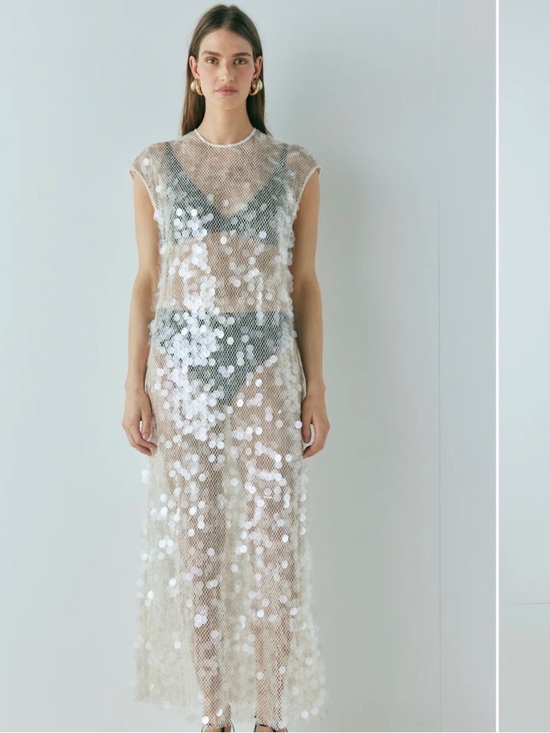 Vrg Grl Dresses & Skirts - Sheer Sequin Midi Dress in Ivory